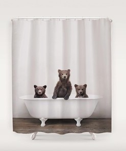 Bear In The Bathtub Animal Shower Curtain For Bathroom