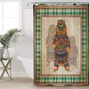 Bear Lattice Oil Painting Print Shower Curtain for Bathroom