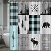 Bear Moose Deer Trees Decor Rustic Cabin Lodge Fabric Shower Curtain