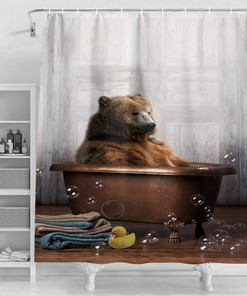 Bear Print Shower Curtain For Cute And Cozy Bathroom Decor