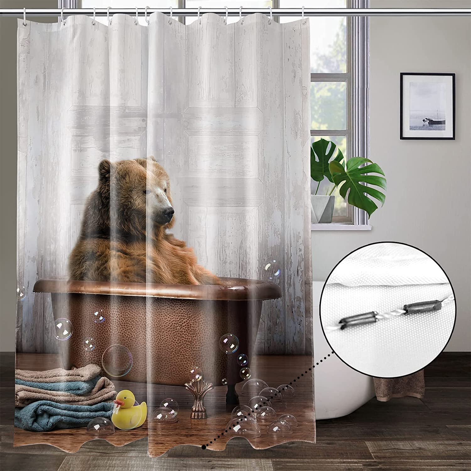 Bear Print Shower Curtain For Cute And Cozy Bathroom Decor - Image 2