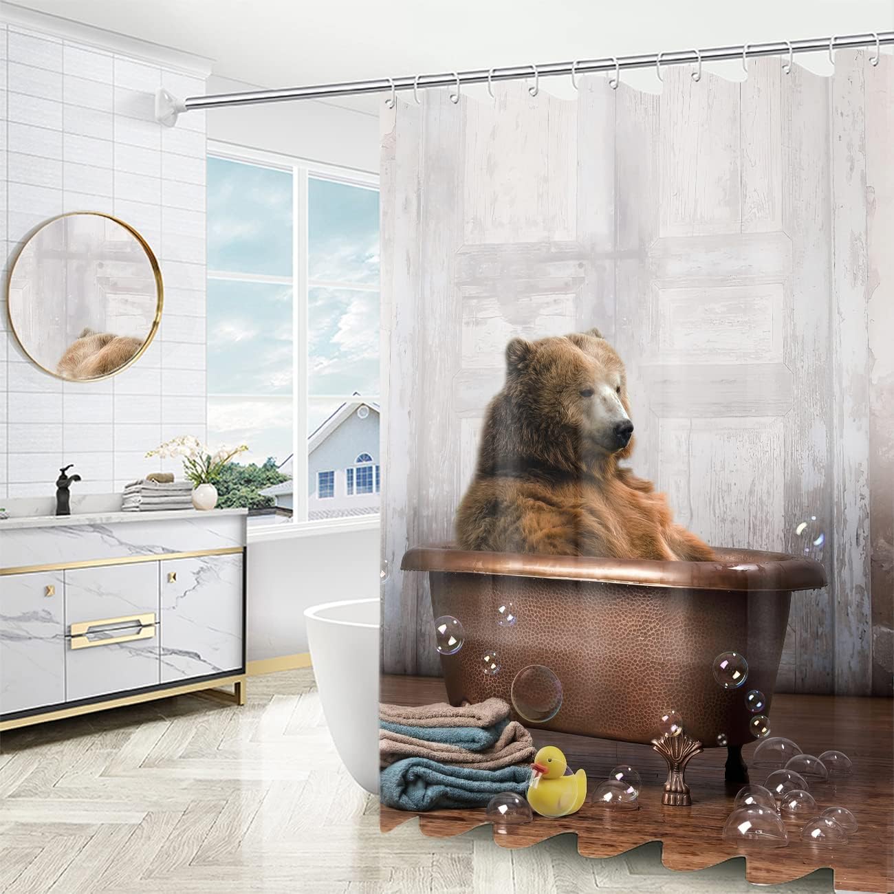 Bear Print Shower Curtain For Cute And Cozy Bathroom Decor - Image 3