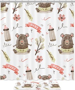 Bear Shower Curtain - Explore the wilderness with this waterproof fabric shower curtain featuring a watercolor bear.