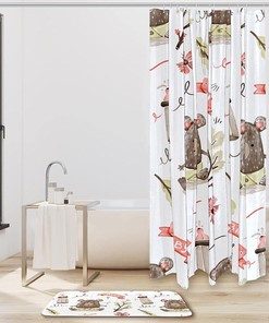 Bear Shower Curtain - Explore the wilderness with this waterproof fabric shower curtain featuring a watercolor bear.