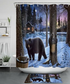 Bear Shower Curtain - Nature Lover Bathroom Decor
