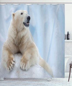 Bear Silhouette Shower Curtain For Rustic Bathroom Decor