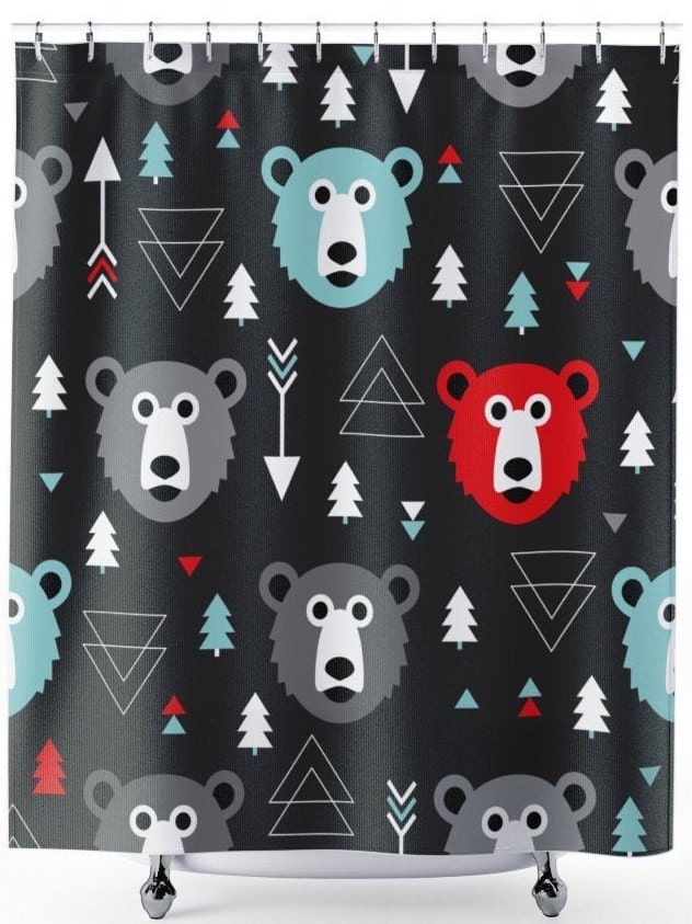 Bear and Arrows Bathroom Decor Shower Curtain for Nature Lovers