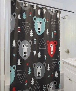 Bear and Arrows Bathroom Decor Shower Curtain for Nature Lovers
