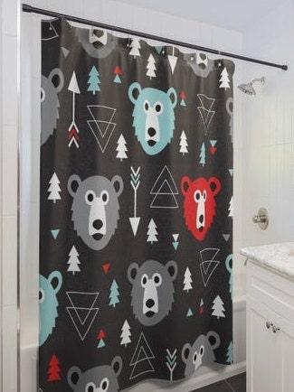 Bear and Arrows Bathroom Decor Shower Curtain for Nature Lovers