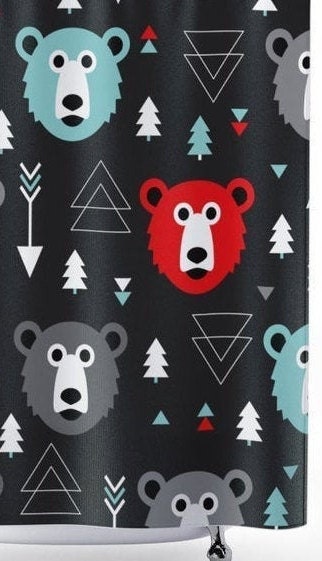 Bear and Arrows Bathroom Decor Shower Curtain for Nature Lovers