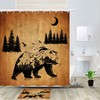 Bear and Forest Vintage Shower Curtain in Fabric for Bathroom Decor