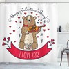 Bear and Violin Print Valentine's Day Shower Curtain for Bathroom Decor