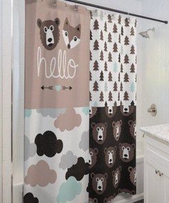 Bears and Foxes Wilderness Shower Curtain for Rustic Bathroom Decor