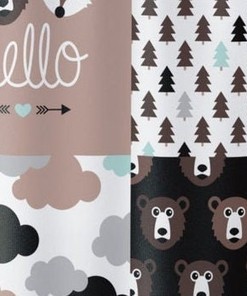 Bears and Foxes Wilderness Shower Curtain for Rustic Bathroom Decor