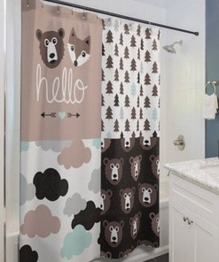 Bears and Foxes Wilderness Shower Curtain for Rustic Bathroom Decor