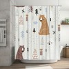 Bears in The Woods Shower Curtain Creative Kids Forest Texture, Brown White Bathtub Fabric Waterproof Curtain 