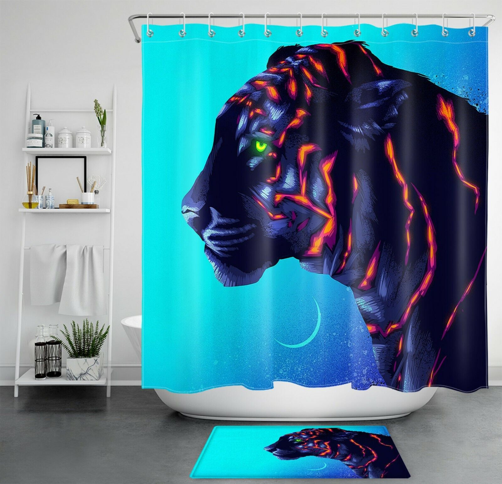 Beast Tiger Shower Curtain - Fantasy Animal Bathroom Decor