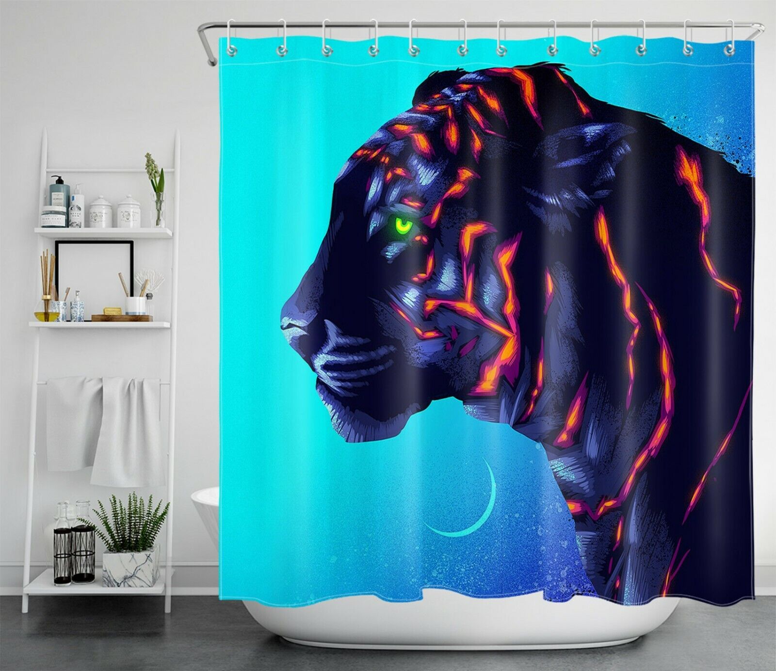 Beast Tiger Shower Curtain - Fantasy Animal Bathroom Decor - Image 2