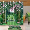 Beautiful 3D Printed Flower Door And Garden Fabric Shower Curtain For Your Bathroom