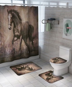 Beautiful 3D Steed Horses Animal Shower Curtain For Your Bathroom