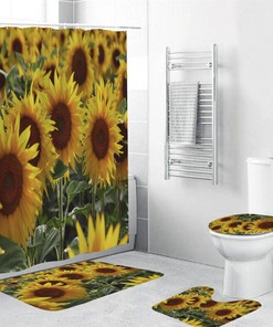 Beautiful 3D Sunflower Field Garden Print Shower Curtain For Your Bathroom