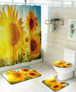 Beautiful 3D Sunflower Shower Curtain For Your Bathroom