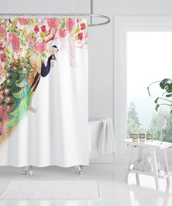 Beautiful 3D Waterproof Peacock Shower Curtain For Home Bathroom Windows Toilet
