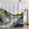 Beautiful Abstract Mountain Sunset Sunrise Shower Curtain with Marble Sun Design, Waterproof and Modern Fabric