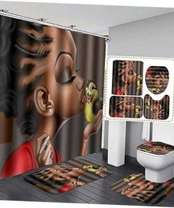 Beautiful Afro Black Woman Shower Curtain For Bathroom Decoration
