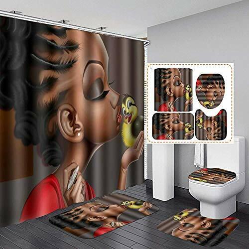 Beautiful Afro Black Woman Shower Curtain For Bathroom Decoration - Image 2