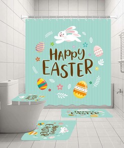 Beautiful And Creative 3D Wreaths Easter Eggs Rabbit Bathroom Shower Curtain