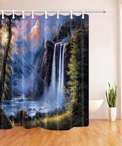 Beautiful And Scenic Waterfall Shower Curtain For Bathroom Decor