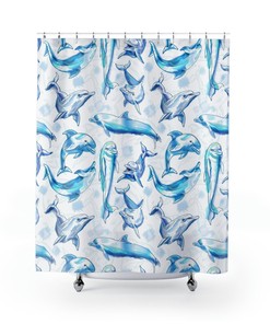 Beautiful And Whimsical Dolphin Delight Shower Curtain - Fun Bathroom Decor