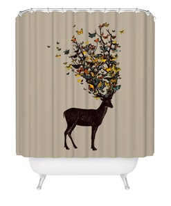 Beautiful Animal Artwork Shower Curtain With Deer Print