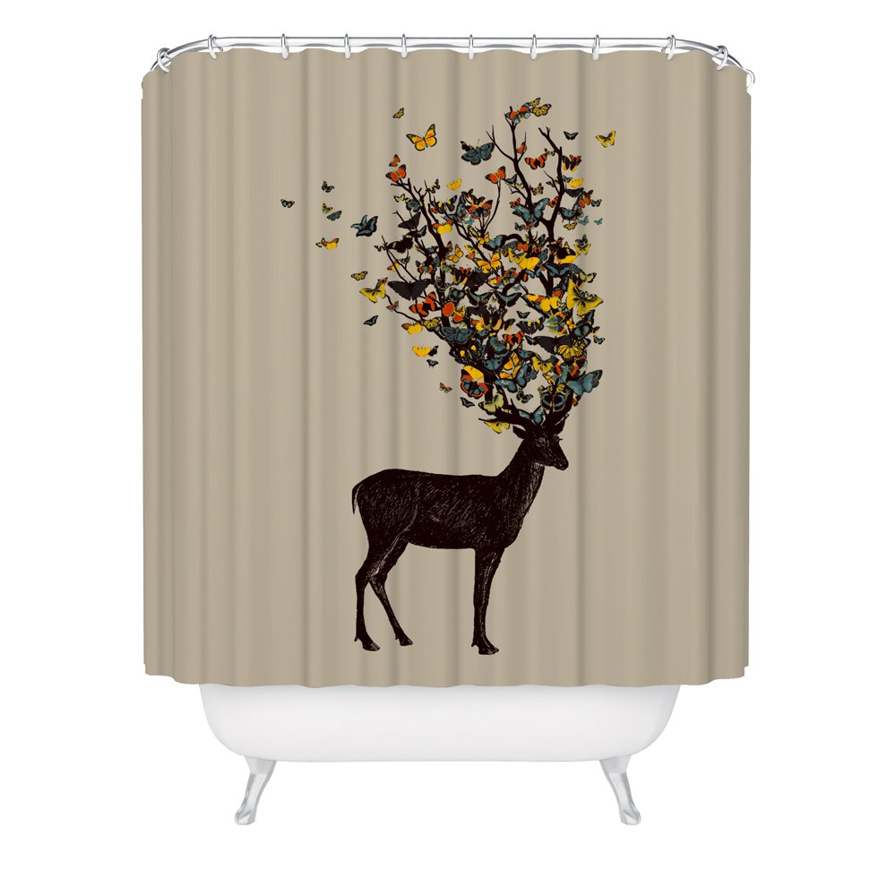Beautiful Animal Artwork Shower Curtain With Deer Print