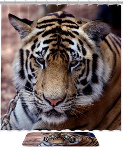 Beautiful Asian Tiger Print Shower Curtain For Bathroom