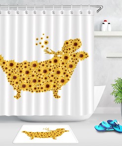Beautiful Beauty Girl Sunflower Print Shower Curtain For Bathroom Decor