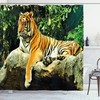 Beautiful Big Cat Resting in Forest Tiger Shower Curtain