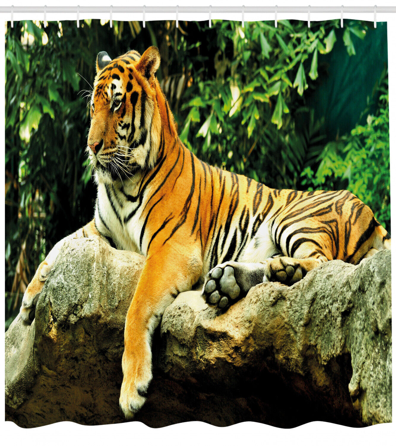 Beautiful Big Cat Resting in Forest Tiger Shower Curtain