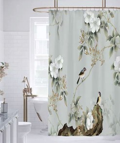Beautiful Birds and Flowers Painting Art Floral Shower Curtain - Nature Bathroom Decor