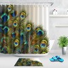Beautiful Blue And Green Peacock Feathers Shower Curtain With Waterproof Fabric Material