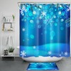 Beautiful Blue Winter Snowflake Merry Christmas Bathroom Shower Curtain