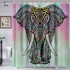 Beautiful Boho Elephant and Forest Wildlife Shower Curtain for Indian Wild Animal Bath Theme