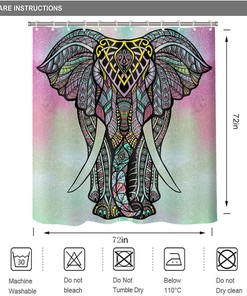 Beautiful Boho Elephant and Forest Wildlife Shower Curtain for Indian Wild Animal Bath Theme