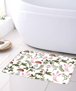 Beautiful Botanical Leaf Red Mushroom Shower Curtain