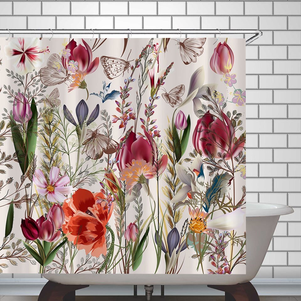 Beautiful Butterflies Floral Shower Curtain For A Dreamy Bathroom