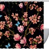 Beautiful Butterflies Tropical Japanese Flowers Shower Curtain