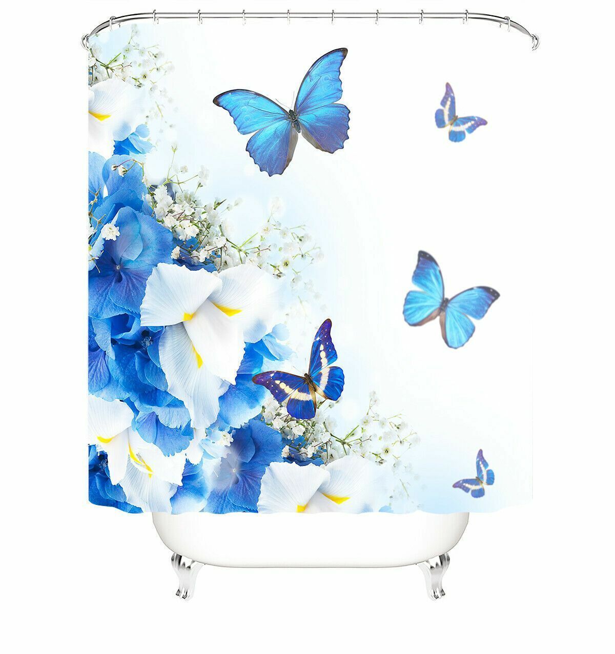Beautiful Butterfly Fabric Shower Curtain For Elegant Bathroom Decor