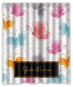 Beautiful Butterfly Personalized Shower Curtain, Waterproof Curtain with Custom Quote, Great Gift Idea