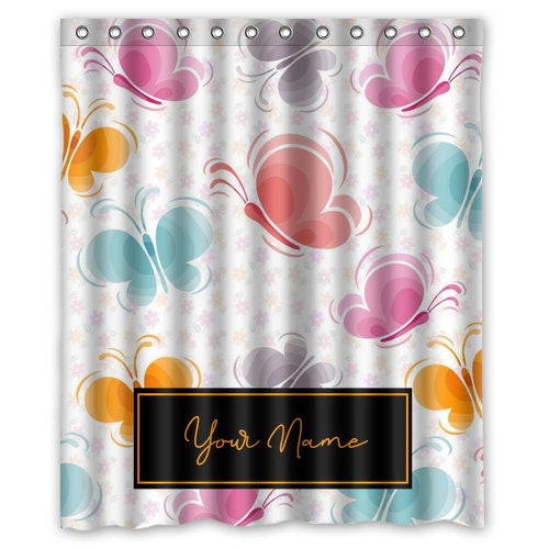 Beautiful Butterfly Personalized Shower Curtain, Waterproof Curtain with Custom Quote, Great Gift Idea